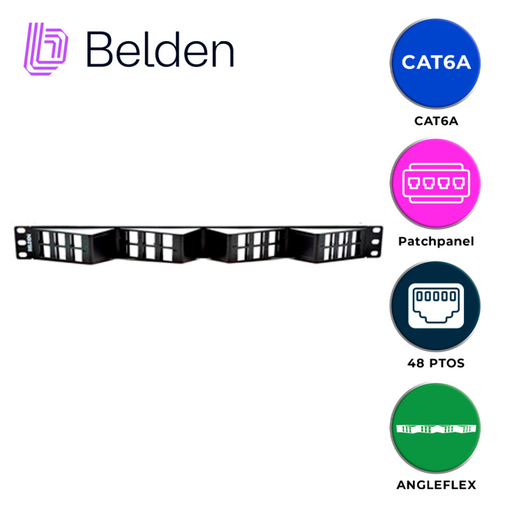 Patch panel 24 puertos 1U Conexion frontal Angular BELDEN AX103248