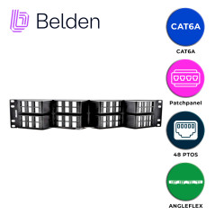 Patch panel AngleFlex 48 puertos 2U Belden AX103249 vacío negro