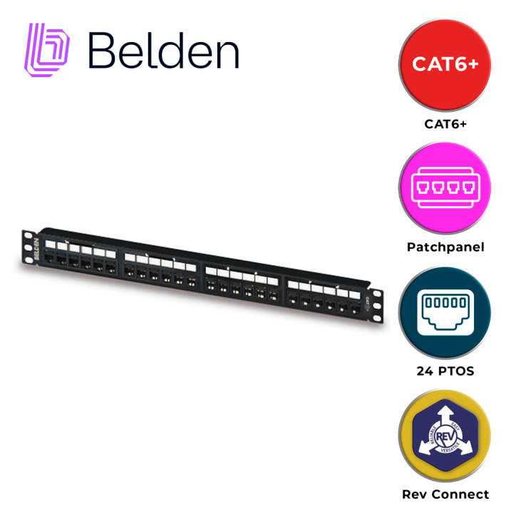 Patch panel Cat. 6 24 puertos precargado BELDEN RV6PPF1U24BK