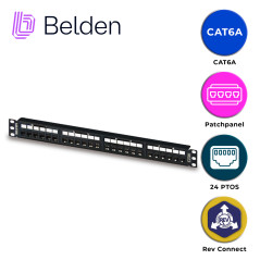 Patch panel BELDEN RVAPPF1U24BK Cat 6A 24 puertos 1U negro