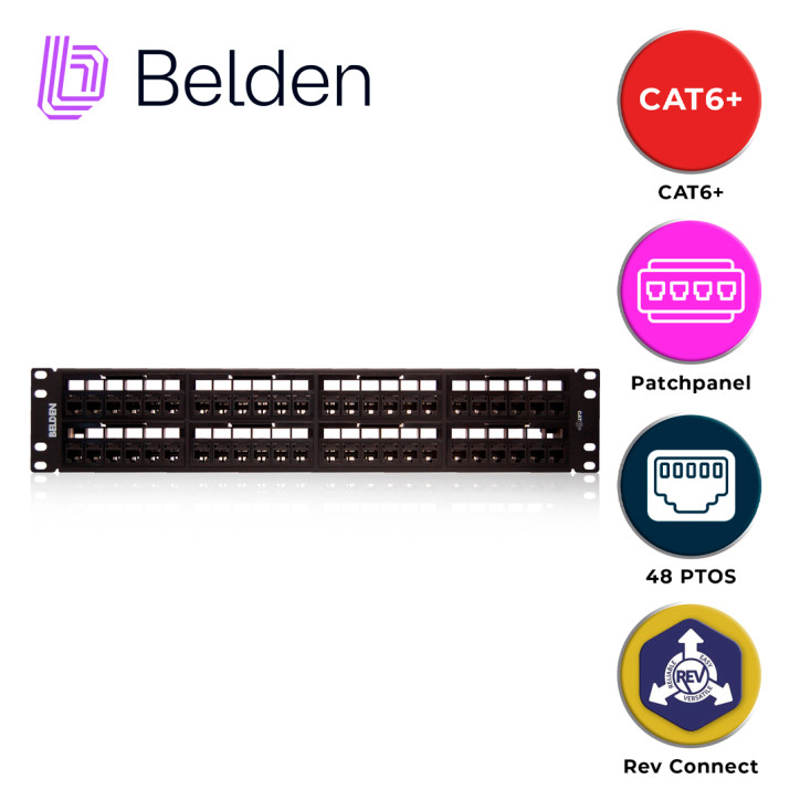 Panel de conexión Patch panel CAT6 48 puertos 2U BELDEN RV6PPF2U48BK
