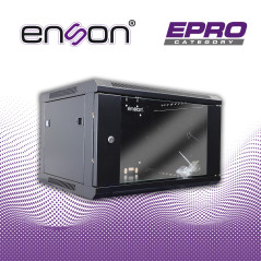 GABINETE DE PARED ENSON ENS-RKGB6U 6UR PUERTA FRONTAL DE CRISTAL TEMPLADO CON CERRADURA DE SEGURIDAD RANURAS DE VENTILACION EN L