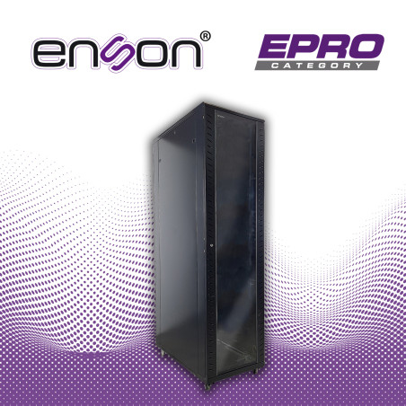 GABINETE DE PISO ENSON ENS-RKGB45U4 45UR 600X1000X2105MM PUERTA CRISTAL CON CERRADURA DE SEGURIDAD ABATIBLE PANELES LATERALES RE