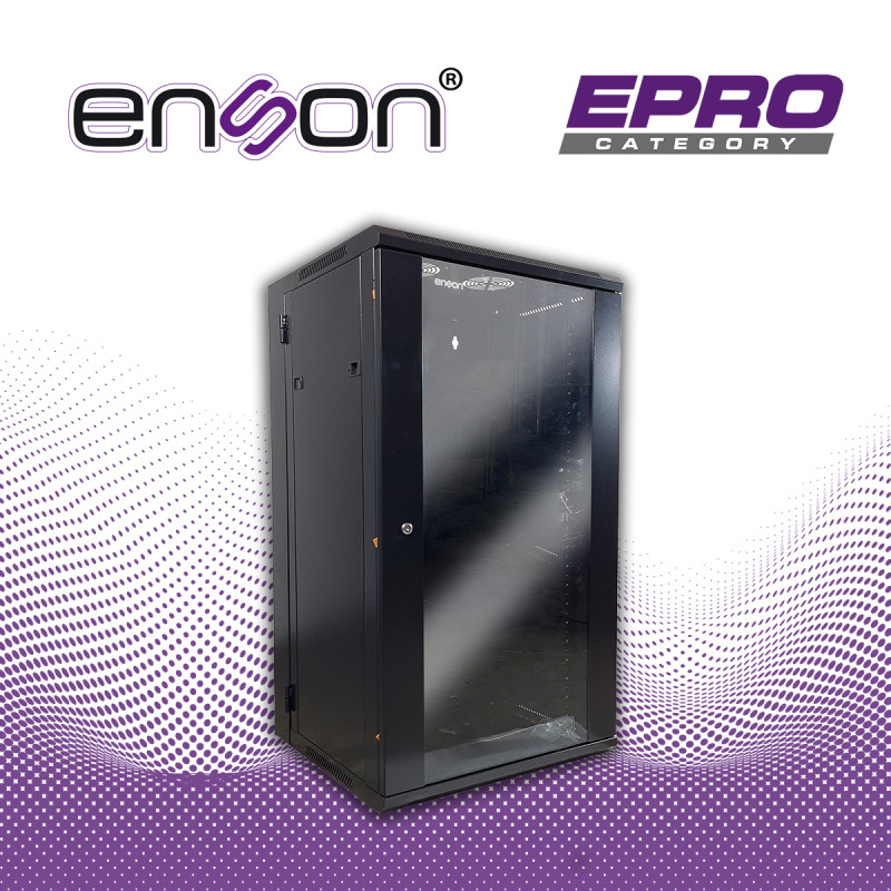 GABINETE DE PISO/PARED ENSON ENS-RKGU22PRO 22U PUERTA FRONTAL DE CRISTAL TEMPLADO CON CERRADURA DE SEGURIDAD PUERTA TRASERA ABAT