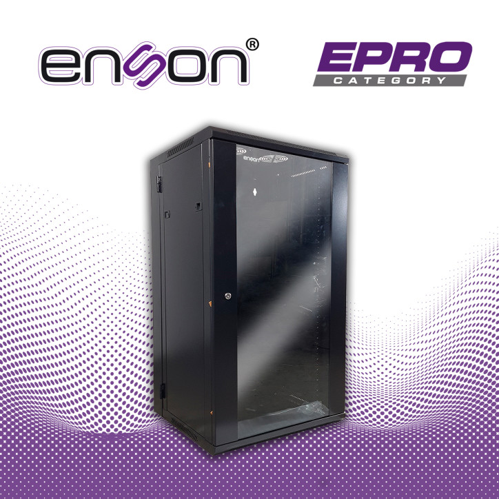 GABINETE DE PISO/PARED ENSON ENS-RKGU22PRO 22U PUERTA FRONTAL DE CRISTAL TEMPLADO CON CERRADURA DE SEGURIDAD PUERTA TRASERA ABAT