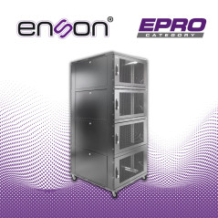 GABINETE DE PISO MODULAR DE ACERO ENSON ENS-RKGB42U8 / 36UR EN 4 MODULOS DE 9UR CADA UNO / PANELES LATERALES EXTRAIBLES / PUERTA