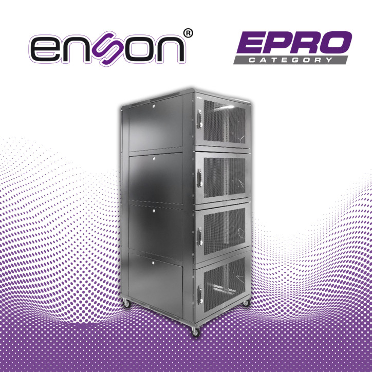 Gabinete de piso modular 36 UR modular en 4 módulos de 9UR paneles laterales extraíbles ENSON ENS-RKGB42U8