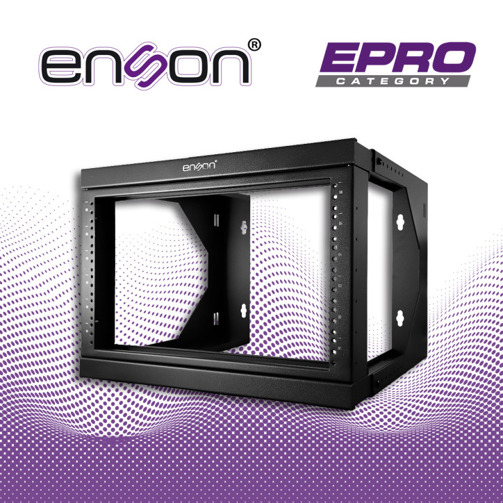 Rack de pared 6UR para equipos de 19" 6UR profundidad ajustable capacidad de carga 35KG ENSON ENS-RKGO6U