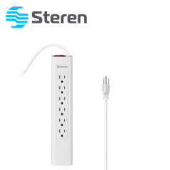 MULTICONTACTO DE 6 SALIDAS VERTICALES POLARIZADAS STEREN BARRA BARRA MULTI-V 6 BLANCA IDEAL PARA CONECTAR EQUIPOS DE COMPUTO Y A