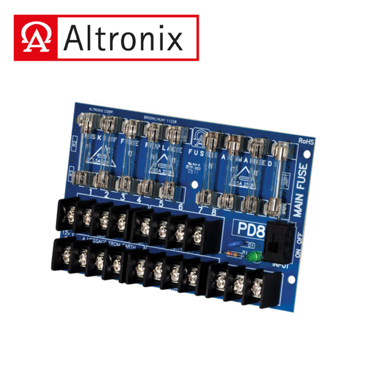 Módulo distribuidor de energía 8 salidas fusibles individuales 3 5 A hasta 28 V CA o 28 V CC ALTRONIX PD8