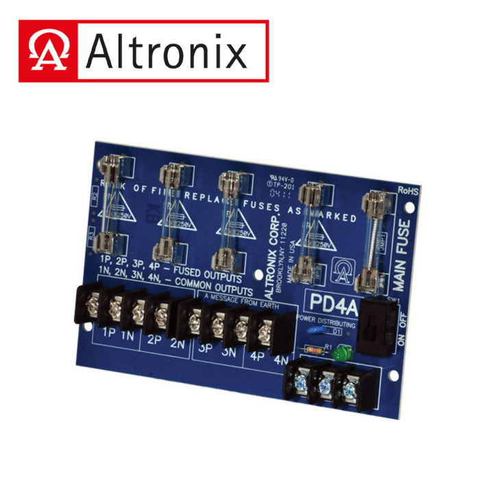 Módulo distribuidor de energía 4 salidas hasta 28 V CA o CC fusibles 3 5 A/250 V ALTRONIX PD4