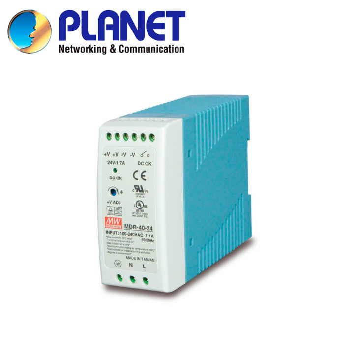Fuente de alimentación industrial Salida 24V DC 40W Instalación DIN-RAIL PLANET PWR-40-24 Fuente de alimentación industrial Salida 24V DC 40W Instalación DIN-RAIL PLANET PWR-40-24
