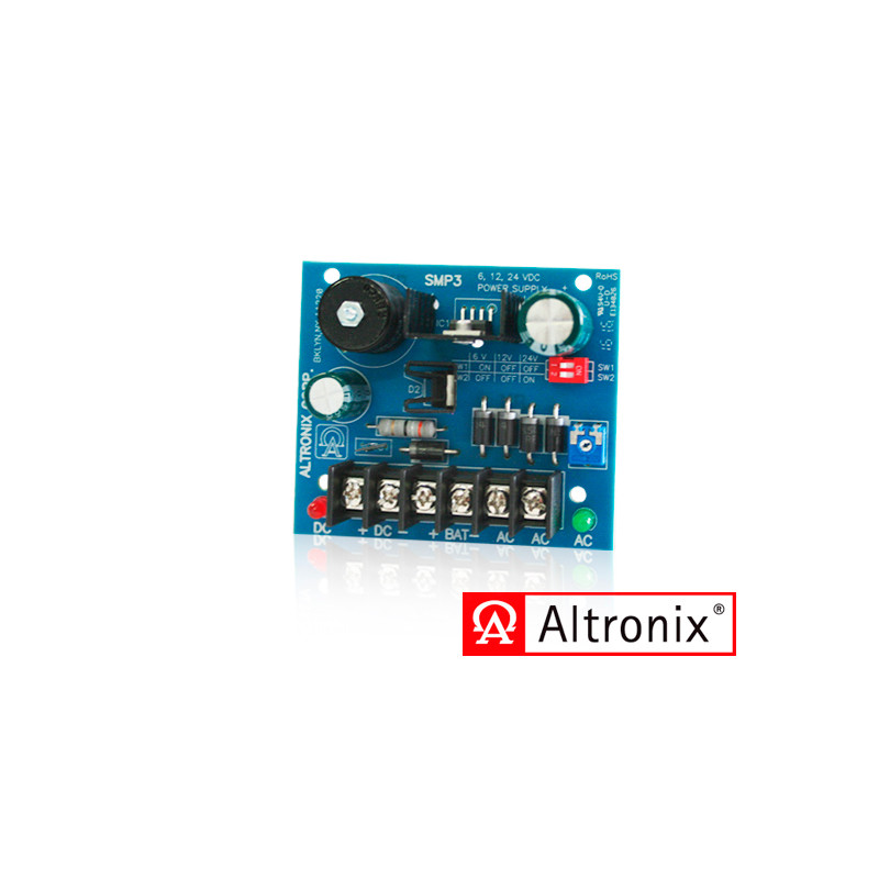 FUENTE DE ALIMENTACION/CARGADOR ALTRONIX SMP3 CONVIERTE LA ENTRADA DE AC DE BAJO VOLTAJE EN 6VCD, 12VCC O 24VCC A 2.5A DE CORRIE