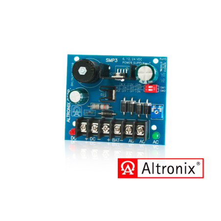 FUENTE DE ALIMENTACION/CARGADOR ALTRONIX SMP3 CONVIERTE LA ENTRADA DE AC DE BAJO VOLTAJE EN 6VCD, 12VCC O 24VCC A 2.5A DE CORRIE