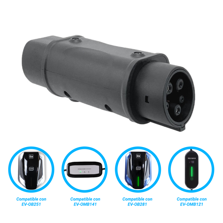 Adaptador de conector Tipo 2 a Tipo 1 para carga EV conversión Tipo 2 a Tipo 1 32 amperes 7 kW ALTER T2-T1
