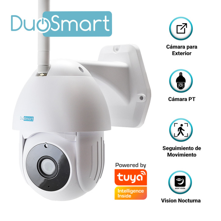 Cámara PT para exterior PT Pan-Tilt WiFi 2.4 GHz 3 Megapixeles DUOSMART E70