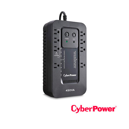 NO BREAK UPS EC450G CYBERPOWER 450VA/260W / TECNOLOGIA STANDBY / TIPO ESCRITORIO / 4 CONTACTOS CON RESPALDO-SUPRESION DE PICOS /