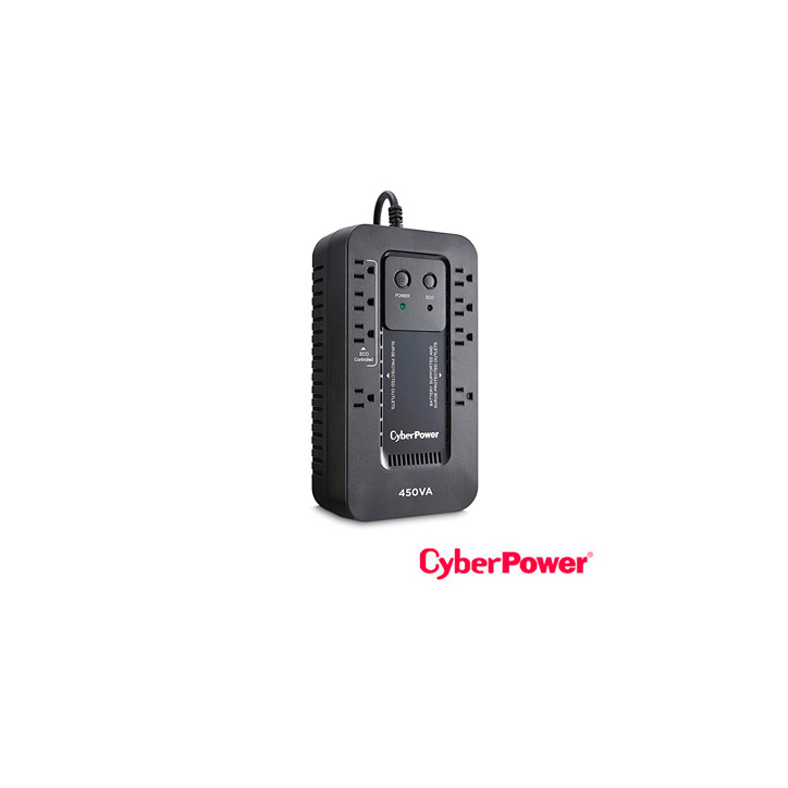 NO BREAK UPS EC450G CYBERPOWER 450VA/260W / TECNOLOGIA STANDBY / TIPO ESCRITORIO / 4 CONTACTOS CON RESPALDO-SUPRESION DE PICOS /
