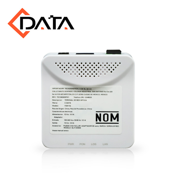 ONT-ONU 1 puerto GPON SC-APC 1 puerto Gigabit Ethernet Alimentación 12VDC C-DATA FD511G-X-F690