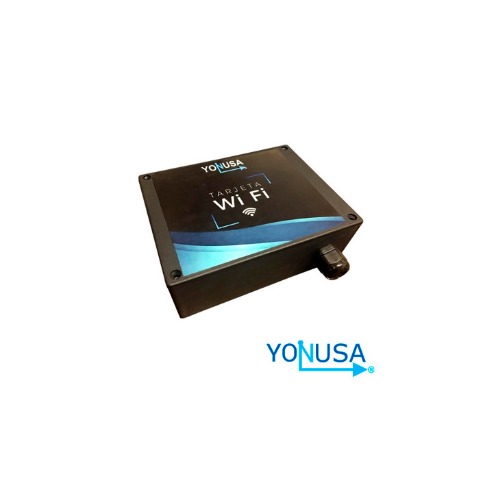 Módulo Wi-Fi para energizadores Wifi 802.11 b/g Alimentación de 12VDC Control de encendido de hasta 4 auxiliares YONUSA WI-01 Módulo Wi-Fi para energizadores Wifi 802.11 b/g Alimentación de 12VDC Control de encendido de hasta 4 auxiliares YONUSA WI-01