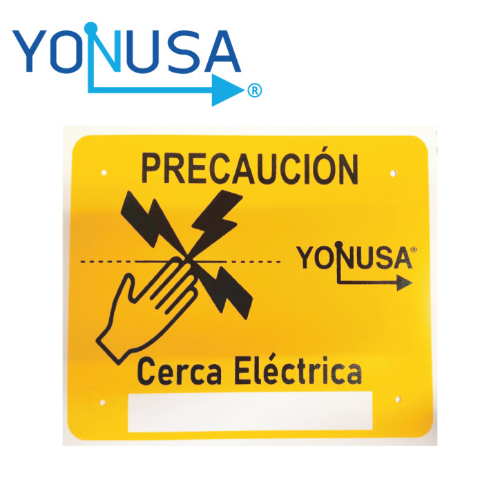 Letrero de señalización para cerca eléctrica Precaución Alto Voltaje Para cerca eléctrica Material YONUSA LETRERO PRECAUCION