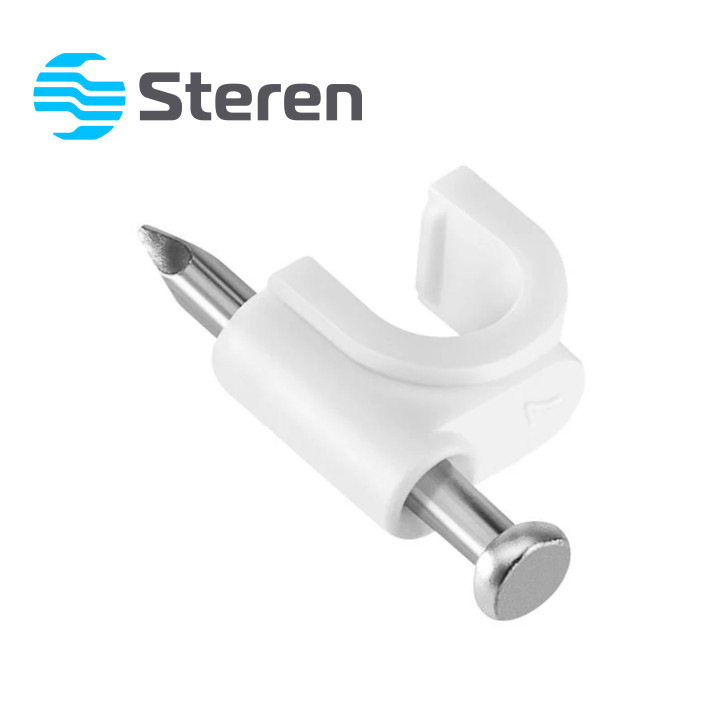 GRAPAS DE PLASTICO BLANCAS STEREN GRA960B / BOLSA CON 50 PZS/ ESPECIAL PARA SUJETAR CONDUCTORES / USO PARA INTERIORES Y EXTERIOR
