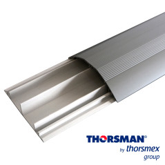 DUCTHO MEDIA CAÑA PVC CON TAPA DE ALUMINIO THORSMAN 8802-80300, COLOR DE BASE (BLANCO) TAPA (NATURAL), 90 MM X 20 MM DE 2.5 MTS 