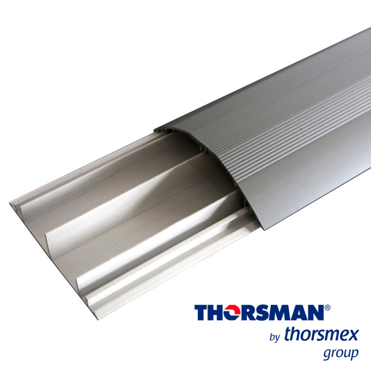 Canaleta media caña tapa de aluminio anodizado base de PVC auto extinguible 90 mm x 20 mm THORSMAN 8802-80300