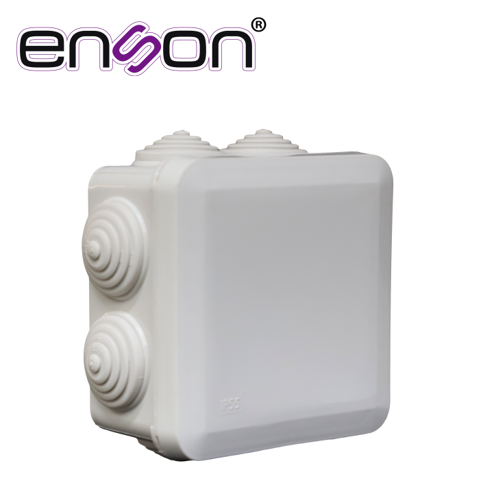 CAJA PLASTICA ENSON ENS-PCB0909 FABRICADA EN PLASTICO ABS GRIS / DIMENSIONES 89 × 89 × 50 MM / GRADO DE PROTECCION IP55 / TAPA A