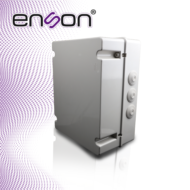 CAJA PLASTICA RECTANGULAR ENSON ENS-NEM30 FABRICADA EN PLASTICO ABS GRIS / MEDIDAS 300 × 380 × 180 MM / GRADO DE PROTECCION IP55