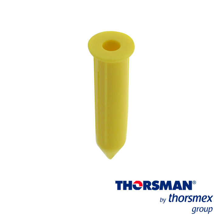 Taquete para fijar con clavo color amarillo caja 100 piezas perforación recomendada 25 mm THORSMAN 1207-02100 Taquete para fijar con clavo color amarillo caja 100 piezas perforación recomendada 25 mm THORSMAN 1207-02100