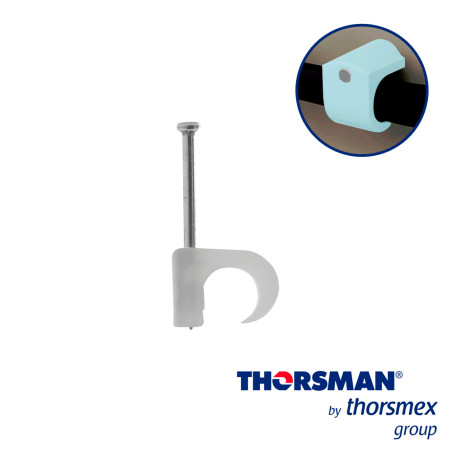 GRAPAS SUJETHOR THORSMAN 3103-00100 TC 7-10 CAJA /100PZAS COLOR NATURAL, IDEAL PARA CABLE UTP Y CALIBRE 6 A 8 , CLAVO GALVANIZAD