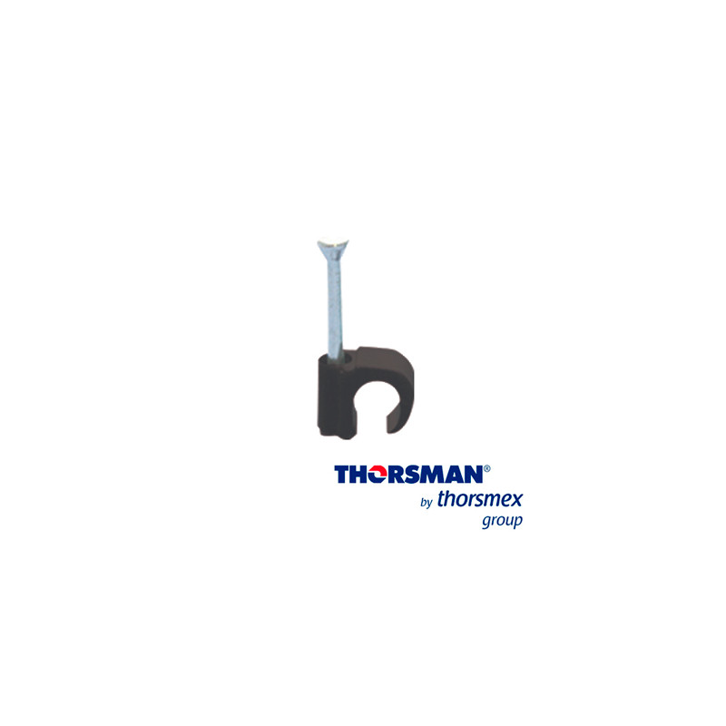 GRAPAS REFORZADA SUJETHOR THORSMAN 3101-00400 TC 3-5 RC 3/4P CAJA /100PZAS COLOR NEGRO, IDEAL PARA CABLE REDONDO CALIBRES 12 A 1