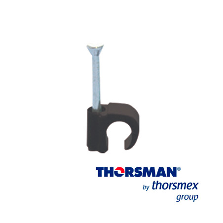 GRAPAS REFORZADA SUJETHOR THORSMAN 3101-00400 TC 3-5 RC 3/4P CAJA /100PZAS COLOR NEGRO, IDEAL PARA CABLE REDONDO CALIBRES 12 A 1