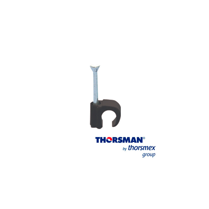 GRAPAS REFORZADA SUJETHOR THORSMAN 3101-00400 TC 3-5 RC 3/4P CAJA /100PZAS COLOR NEGRO, IDEAL PARA CABLE REDONDO CALIBRES 12 A 1