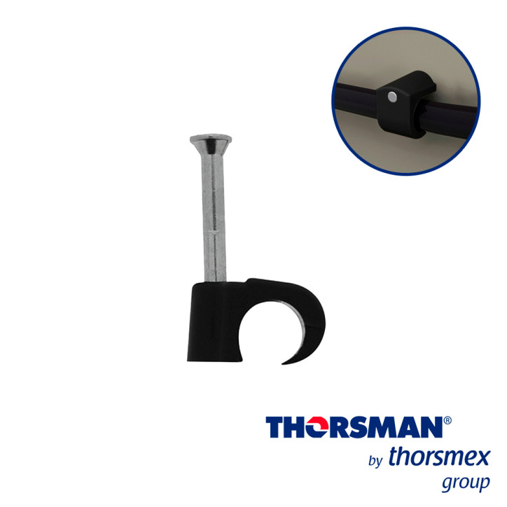 GRAPAS REFORZADA SUJETHOR THORSMAN 3103-00300 TC 7-10 RC 3/4PULG CAJA /100PZAS NEGRO, IDEAL PARA CABLE UTP, CLAVO GALVANIZADO, G