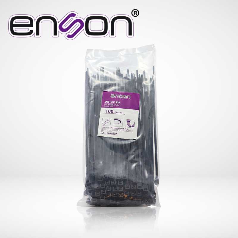 Cincho de nylon ENSON ENS-CH190B 4.8 x 190 mm color negro