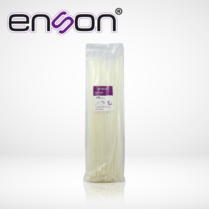 Cincho de nylon Ancho 4.8 mm Largo 360 mm Resistencia de tensión 22 Kgs ENSON ENS-CH360W