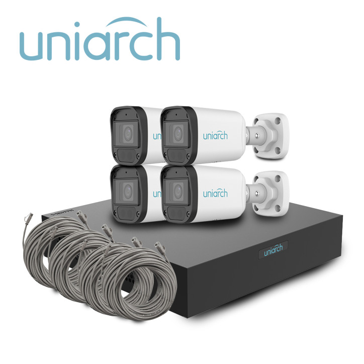 Kit videovigilancia IP 2 MP Lente fijo 2.8 mm Visión nocturna 30 m UNIARCH BY UNV KIT-IPC-B122-APF28K-1NVR-104S3-P4-ECO Kit videovigilancia IP 2 MP Lente fijo 2.8 mm Visión nocturna 30 m UNIARCH BY UNV KIT-IPC-B122-APF28K-1NVR-104S3-P4-ECO