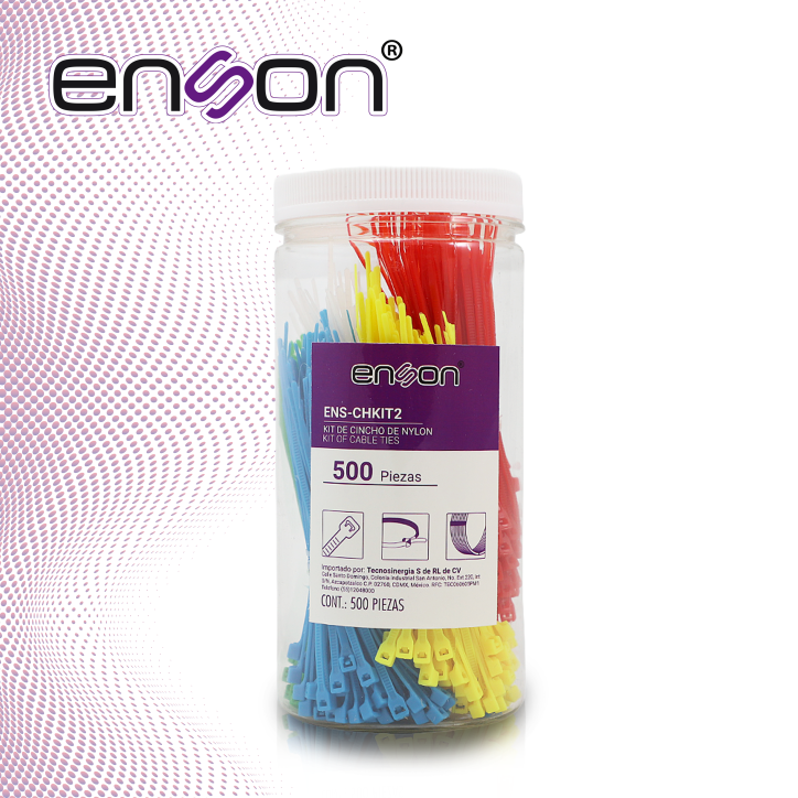 Kit de cinchos de nylon 500 piezas 5 colores 100 mm ENSON ENS-CHKIT2