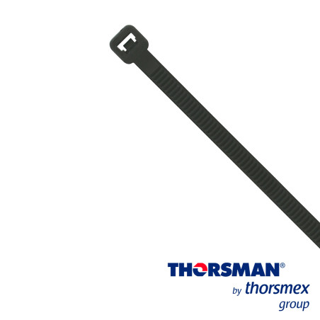 CINCHO NYLON TH-190 THORSMAN 4200-03001 COLOR NEGRO, A 4.8MM - L 190MM, BOLSA/100PZS, DIAMETRO MAXIMO CAPACIDAD DE ATADO 49MM, F