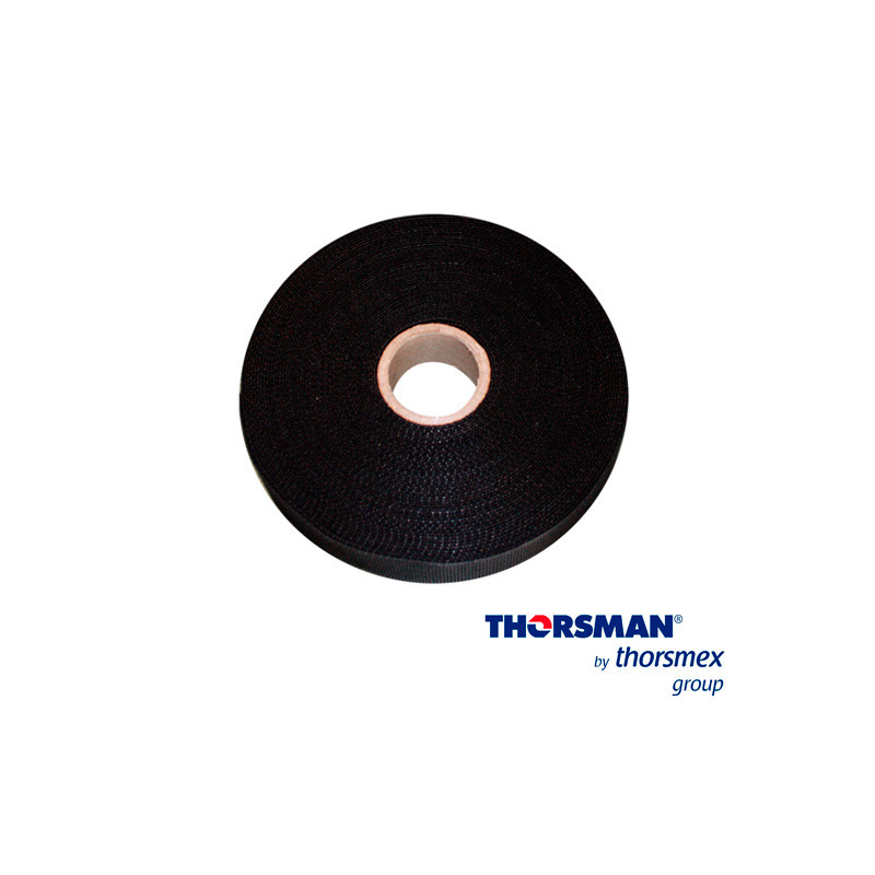 ROLLO DE CINTA DE CONTACTO THORSMAN COLOR NEGRO L 25 MTS -16MM 4500-02006,IDEAL PARA TODO TIPO DE CABLES, DISEÑADA PARA EL AMARR