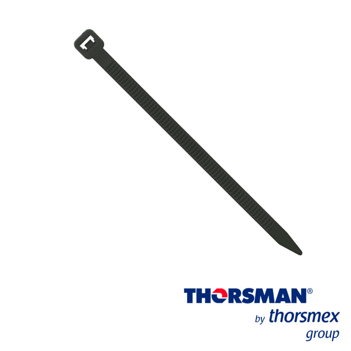 Cincho de nylon Color negro Largo 100 mm Ancho 2.5 mm THORSMAN 4200-01001 Cincho de nylon Color negro Largo 100 mm Ancho 2.5 mm THORSMAN 4200-01001