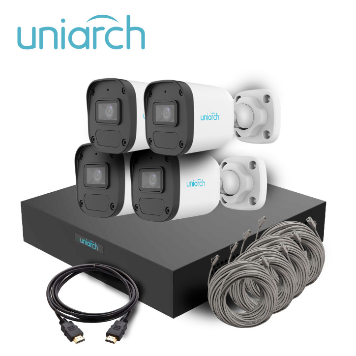 Kit de videovigilancia IP 4 cámaras 1080p PoE UNIARCH BY UNV IPKIT-108S-4BC Kit de videovigilancia IP 4 cámaras 1080p PoE UNIARCH BY UNV IPKIT-108S-4BC