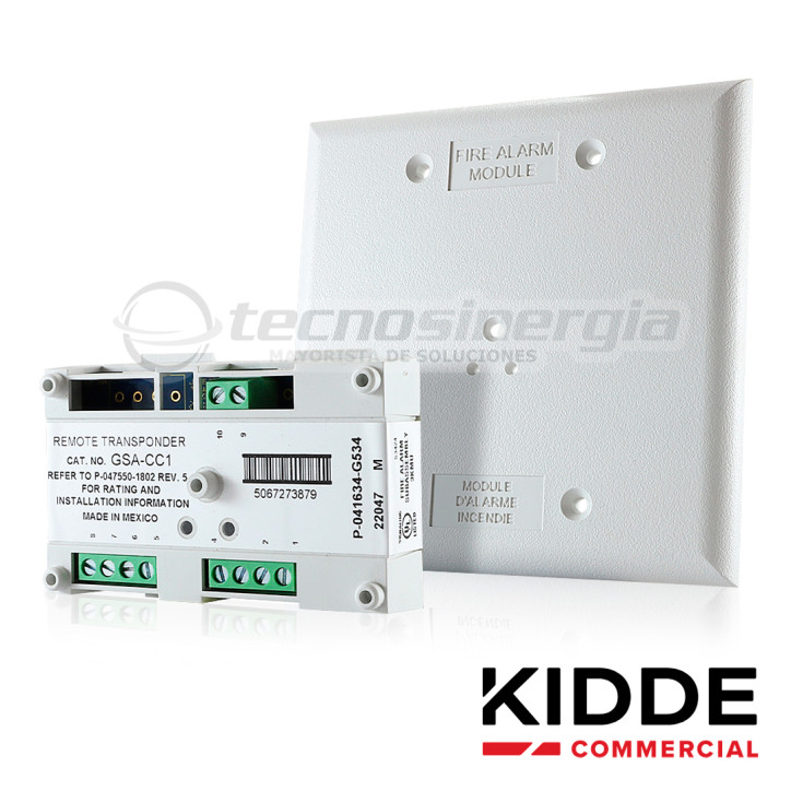 Módulo de señal de entrada única direccionable direccionable entrada única requiere fuente auxiliar KIDDE GSA-CC1 Módulo de señal de entrada única direccionable direccionable entrada única requiere fuente auxiliar KIDDE GSA-CC1