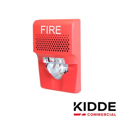 SIRENA CON ESTROBO LED KIDDE EG1AVRF DE 24 VDC 55 mA PARA PARED ROJO COMPATIBLE CON LOS PANELES VS1 Y VS4 (TRABAJA CON PANELES D