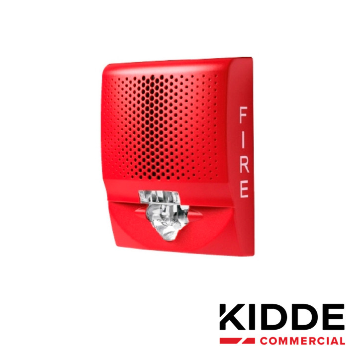 ALTAVOZ DE PARED / LUZ ESTROBOSCOPICA KIDDE G4SVRF, 15-110cd, ROJO, ALTA FIDELIDAD 520HZ / SALIDA DE AUDIO DE 90dBA / COMPATIBLE