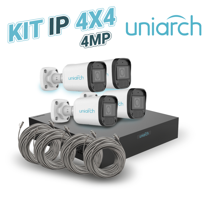 Kit de videovigilancia IP NVR + cámaras bullet 4 MP UNIARCH BY UNV KIT 1 x NVR-104E2-P4 + 4 x IPC-B124-APF28K + 4 x ENS-IP18CAT6 Kit de videovigilancia IP NVR + cámaras bullet 4 MP UNIARCH BY UNV KIT 1 x NVR-104E2-P4 + 4 x IPC-B124-APF28K + 4 x ENS-IP18CAT6