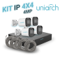KIT 4X4 UNIARCH IP EXTERIOR BULLET 4MP INCLUYE 1 NVR POE 4PTOS + 4 CAM BULLET IP 4MP 2.8MM SLOT MICROSD + 4 CABLES PREPONCHADOS 