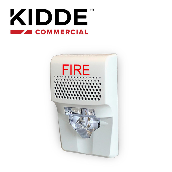 Sirena con estrobo LED para pared 24 VDC 55 MA montaje en pared KIDDE EG1AVWF